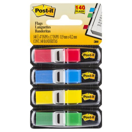 3M Post-it Flags 4 Pack (Red, Blue, Green, Yellow) / 35 Flags per colour