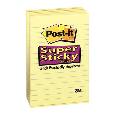 3M Post-It Lined Super Sticky Notes Canary Yellow - 90 sheets - 5 Pads Buy Online in Zimbabwe thedailysale.shop