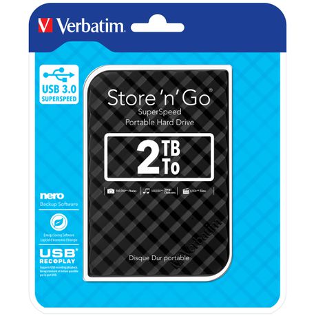 Verbatim 2TB Portable Hard Drive 2.5 USB 3.0 - Black