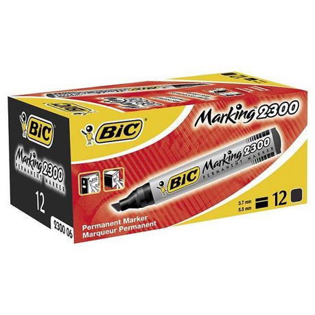 BIC 2300 Permanent Marker Chisel Point - Black (Box of 12) Buy Online in Zimbabwe thedailysale.shop