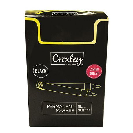 Croxley: Permanent Marker - Black - Bullet Tip - Box of 10