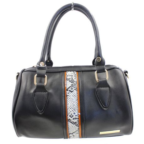 Blackcherry Mini Snake Trim Barrel Bag- Black Buy Online in Zimbabwe thedailysale.shop