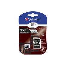 Load image into Gallery viewer, Verbatim 16GB Premium 300x Micro SD Card with Adaptor Up to 45MB/sec
