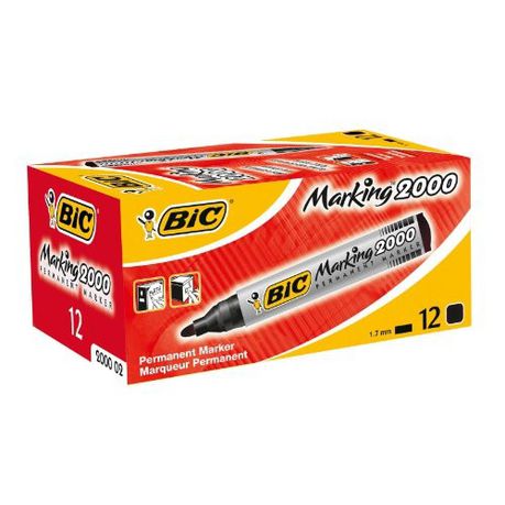 BIC 2000 Permanent Marker Bullet Point - Black (Box of 12) Buy Online in Zimbabwe thedailysale.shop