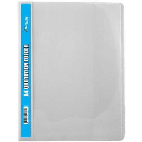 Butterfly Quotation Folders Pvc 180 - A4 - Clear (Pack Of 5)