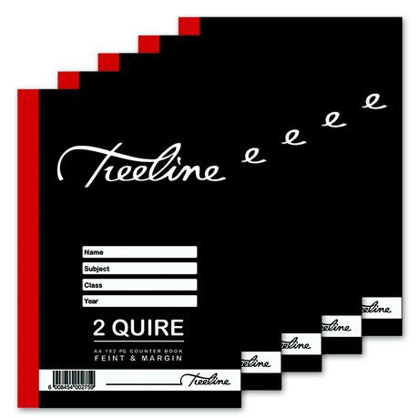 Treeline Hard Cover Book 2 Quire A4 192 pg - Feint & Margin (Carton of 50)