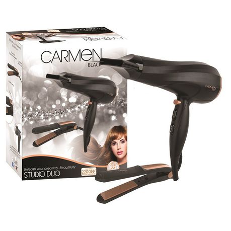 Carmen Studio Duo Hairdryer & Straightener - Black and Gold