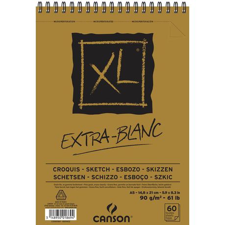 Canson XL Exttra Blanc Spiral Bound 60S A5 90G