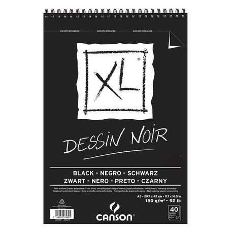 Canson XL Noir Spiral bound 40S A3 150G Buy Online in Zimbabwe thedailysale.shop