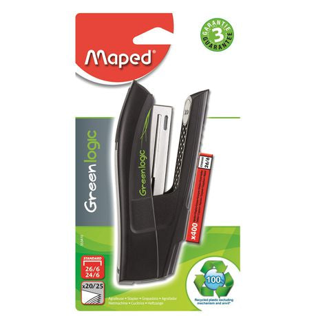 Maped Greenlogic Half Strip Stapler 25pg +Free Staples