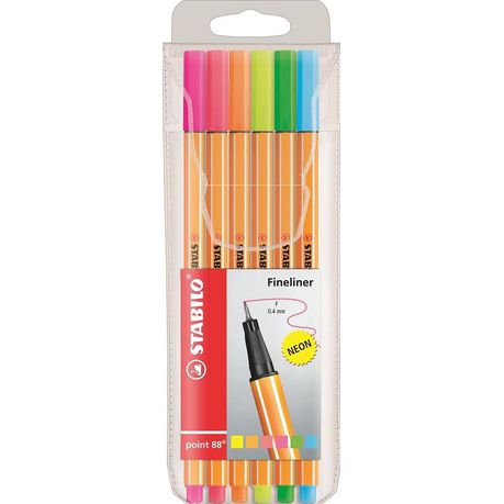 Stabilo Point 88 Fineliner Assorted Neon Colours - Wallet of 6 Buy Online in Zimbabwe thedailysale.shop