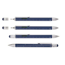 Load image into Gallery viewer, TROIKA Multitasking Ballpoint Pen Mini Tool CONSTRUCTION Blue Silver
