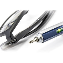 Load image into Gallery viewer, TROIKA Multitasking Ballpoint Pen Mini Tool CONSTRUCTION Blue Silver
