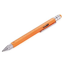 Load image into Gallery viewer, TROIKA Multitasking Ballpoint Pen Mini Tool CONSTRUCTION Neon Orange Silver
