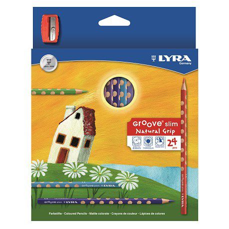 Lyra Groove Slim 24 Colour Pencils + Sharpener