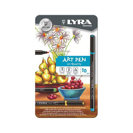 Lyra Art Pens - 10 Colours in Metal Box