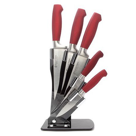 Russell Hobbs - Classique Metropolitan 5 Piece Knife Block Set - Metallic Red Buy Online in Zimbabwe thedailysale.shop