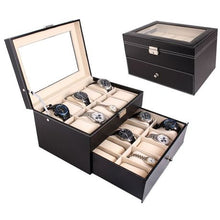 Load image into Gallery viewer, 20 Compartment PU Leather Watch Display Case
