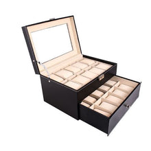 Load image into Gallery viewer, 20 Compartment PU Leather Watch Display Case
