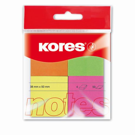 Kores Notes 38x50mm Multicolour Neon 4-Colour 50 Sheets