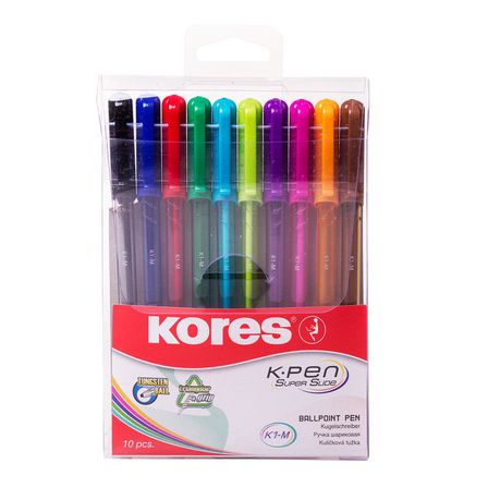 Kores K-1 Medium 10 Triangular Colour Ballpoint Pens