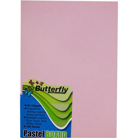 Butterfly A4 Pastel Board 100s - Pink Buy Online in Zimbabwe thedailysale.shop