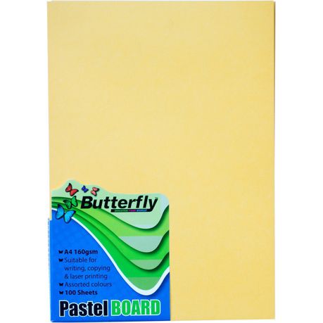 Butterfly A4 Pastel Board 100s - Yellow