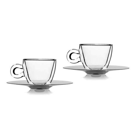 Luigi Bormioli - 65ml Thermic Espresso Glass Cup With Saucer - Set of 2