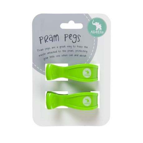 All4Ella 2 Pack of Pram Pegs - Green(Fluro)