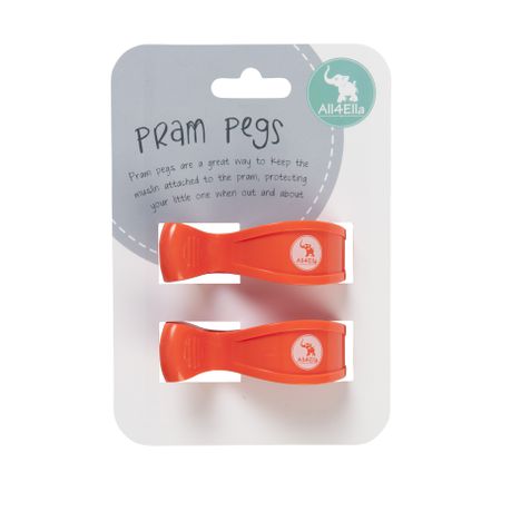 All4Ella 2 Pack of Pram Pegs - Orange(Fluro)