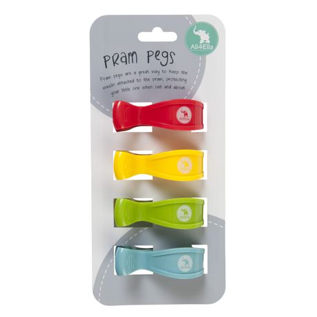 All4Ella 4 Pack of Pram Pegs - Multi Blue