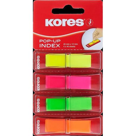 Kores Pop Up Index Strips - 4 Mixed Colours (4 x 40 Sheets)