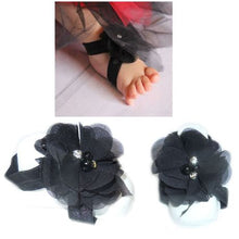 Load image into Gallery viewer, Diamante Baby Barefoot Sandals (Footies) - Black
