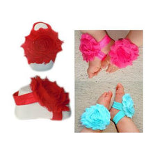 Load image into Gallery viewer, Baby Headbands Girl&#39;s Fine Flower Footies (Baby Bare Foot Sandals) - Red  (0 - 2 Years)
