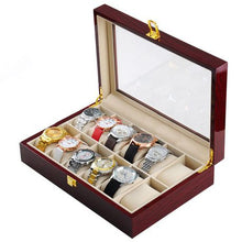 Load image into Gallery viewer, Watch 12 Grid Display Collection Case - Cherry Wood
