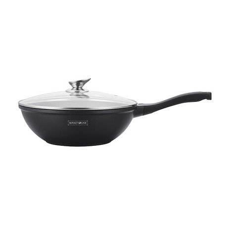 Royalty Line Marble Coating Deep Wok with Glass Lid 30cm - Black Buy Online in Zimbabwe thedailysale.shop