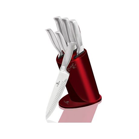 Berlinger Haus 6-Piece Stainless Steel Knife Set With Stainless Steel Stand Kikoza Collection - Red Metallic Buy Online in Zimbabwe thedailysale.shop