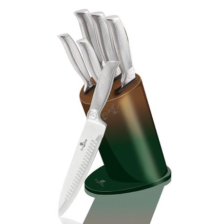 Berlinger Haus Knife Set With Stand - Gold Green Buy Online in Zimbabwe thedailysale.shop