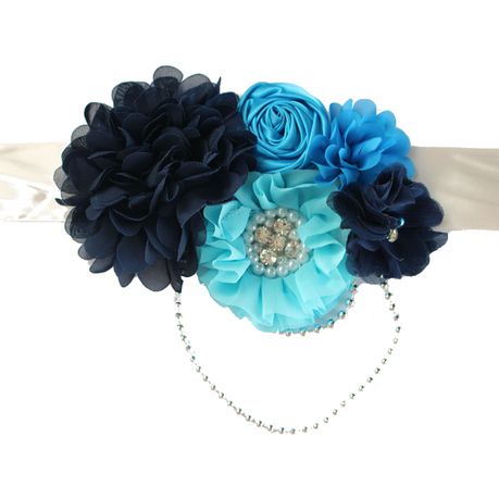 Baby Headbands Belly Bandz Maternity Band - Navy, Silver & Turquoise