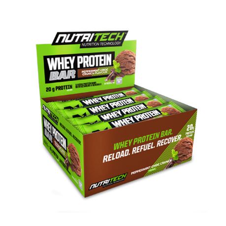 Nutritech Whey Protein Bar Peppermint-Choc Crunch - 12 Pack Buy Online in Zimbabwe thedailysale.shop