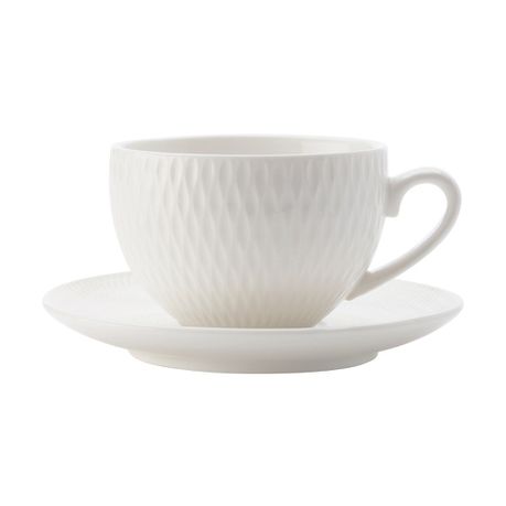 Maxwell & Williams - 90ml White Basics Diamonds Demi Cup & Saucer Buy Online in Zimbabwe thedailysale.shop