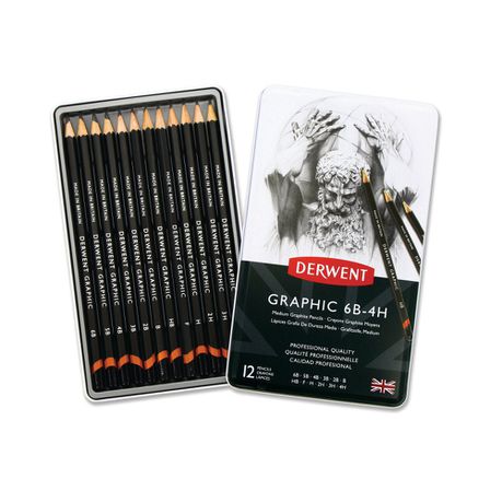 Derwent Graphic Medium Graphite Drawing Pencils, Set of 12, 34214