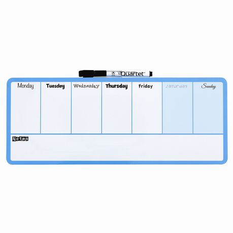 Quartet Magnetic Dry Erase Weekly Organiser - Blue (140mm x 360mm)