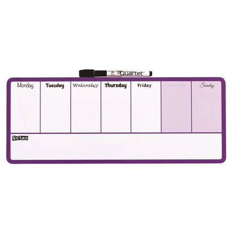 Quartet Magnetic Dry Erase Weekly Organiser - Purple (140mm x 360mm) Buy Online in Zimbabwe thedailysale.shop