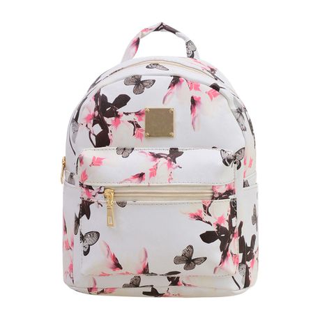 Mini Finesse Allover Vintage Flower Print Backpack - White Buy Online in Zimbabwe thedailysale.shop