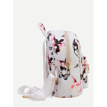 Load image into Gallery viewer, Mini Finesse Allover Vintage Flower Print Backpack - White
