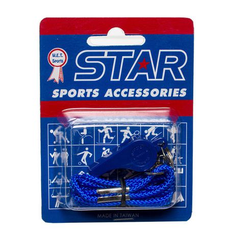 Star Plastic Whistle With Lanyard - Blue