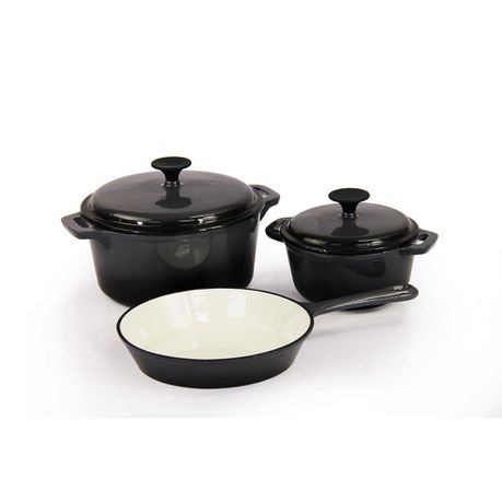 Fine Living - Grey Lifestyle Cast Iron Cookware - Set of 5