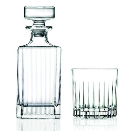 RCR Timeless Crystal Whisky Decanter and Tumblers Set - 7-Pieces