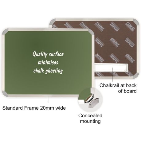 Parrot Chalk Board Aluminium Frame - Non-Magnetic (1200 x 900mm)